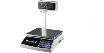 Cantar Electronic Comercial Hausberg Capacitate 30 Kg Afisaj Lcd Cu Led-uri Functie Calcul Pret Afisaj Dublu Fata Si Spate Argintiu 