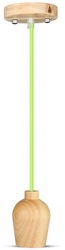 Pendul Tavan Soclu E27 design din lemn culoare verde. 