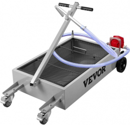 Recuperator ulei cu pompa manuala Vevor capacitate 57 l dimensiune tava 123 x 55 x 27 cm maner pliabil 4 roti 