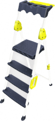 Scara Pliabila Celsius 4 Trepte Antiaderente Capacitate De Sustinere 150kg Cadru Din Metal Usor De Folosit Design Compact Alb/negru/ga 
