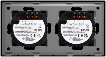 Intrerupator 2 x Dublu cu Touch din Sticla LUXION Negru 
