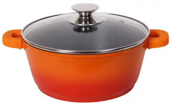 Cratita Bohmann Diametru 28 Cm Volum 5 8 L Invelis Marmura Material Aluminiu Turnat Design Ergonomic Portocaliu 