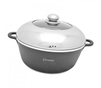 Cratita De Tuci Cu Capac De Inox Cu Geam Termorezistent Si Gauri Pentru Iesirea Aburului 24 Cm capacitate 4 9l 