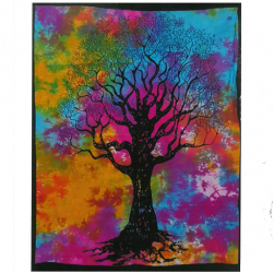 Decoratiune Multifunctionala pentru Perete / Fata Masa / Cearsaf / Perdea din Bumbac &ndash Arborele Puterii Lucrate Manual 112 x 78 cm 
