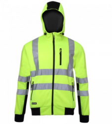 Jacheta Reflectorizanta Stil Hanorac Cu Gluga Marimea S Poliester Si Bumbac Benzi Reflectorizante Buzunare Cu Fermoar Verde