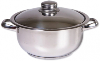 Oala Cu Capac Inox Capac Din Sticla Termorezistenta Capacitate 1.8l Diametru 18cm Design Compact Usor De Curatat Si Folosit Argintiu 