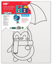 Panza de colorat cu desen pretiparit 20 x 25 cm pinguin cu umbrela 