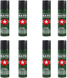 Set de 8 sprayuri autoaparare NATO de 60 ml Propulsie Jet Continut spray biodegradabil Verde/negru 