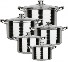 Set De Oale 10 Piese Fund Cu 3 Straturi Capac Din Sticla Inox Ergonomice Usor De Folosit Argintiu 