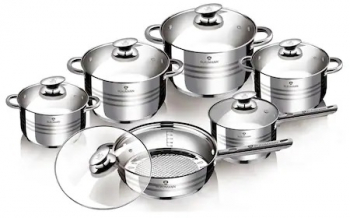 Set Oale Si Tigai Otel Inoxidabil Cu Capace 12 Piese Jumbo Gourmet Line Blaumann Bl 3135 