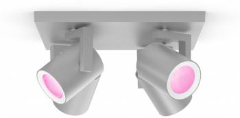 Spot Cvadruplu Luminos Philips Bluetooth Cu Aplicatie Led Gu10 Cu Lumina Alba/color Metal 1400 Lm Ip20 5.7 W Culoare Argintiu 