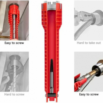 Cheie multifunctionala pentru instalatii sanitare Plastic/Aluminiu Rosu/Argintiu 