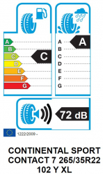 Anvelopa Vara Continental SPORT CONTACT 7 265/35R22 102Y XL 