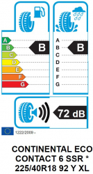 Anvelopa Vara Continental ECO CONTACT 6 SSR * 225/40R18 92Y XL 