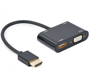 Cablu Gembird A-HDMIM-HDMIFVGAF HDMI mascul la HDMI mama + VGA mama + cablu adaptor audio Negru A-HDMIM-HDMIFVGAF-01 
