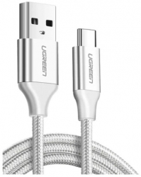 Cablu alimentare si date Ugreen Fast Charging USB la USB Type-C 3A nickel plating braided 1.5m Alb 