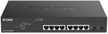 Switch PoE D-Link Smart 8 porturi Gigabit (8 PoE) + 2 porturi SFP - DGS-1100-10MPV2/E