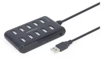 Hub extern Gembird, porturi USB: USB 2.0 x 10, conectare prin USB, cablu 0.8 m, negru