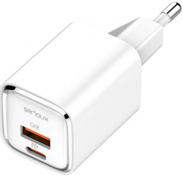 Incarcator retea Serioux QC30W Quick Charge 3.0 30W 1x USB-C 1x USB-A cablu Type-C inclus Alb 