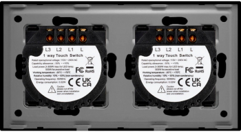 Intrerupator 2 x Triplu cu Touch din Sticla LUXION Negru 