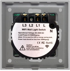 Intrerupator Dublu Wi-Fi si RF433 cu Touch din Sticla LUXION Gri 
