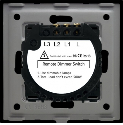 Intrerupator Dublu variator cu Touch din Sticla LUXION RF433 Negru 