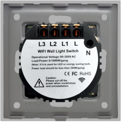 Intrerupator Triplu Wi-Fi cu RF433 cu Touch din Sticla LUXION Gri 