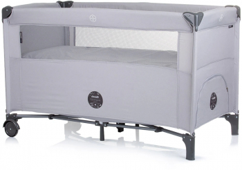 Patut pliabil Chipolino Relax ash grey linen cu laterala culisanta 
