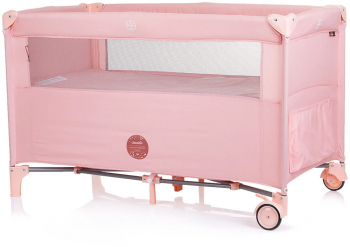Patut pliabil Chipolino Relax flamingo linen cu laterala culisanta 