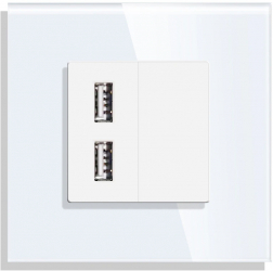 Priza USB cu rama din sticla LUXION Alb 