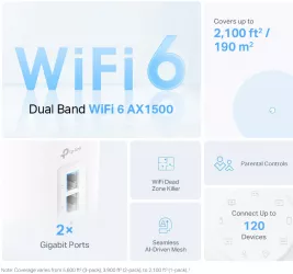 Sistem Mesh TP-Link Deco X10 (1-pack) Wi-Fi 6 Dual-Band Gigabit AX1500, cu acoperire completa pentru casa, Seamless Roaming, Self-Healing, A