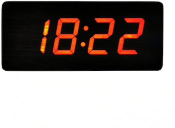 Ceas De Birou Klausstech Led Rosu Afisare Temperatura Data Alarma Culoare Lemn Negru 