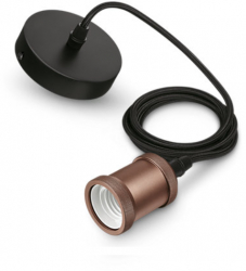 Pendul Led Philips Cu Putere 40 W Soclu E27 Alimentare 220 - 240 V Material Metal Stil Vintage Design Compact Culoare Maro/negru 