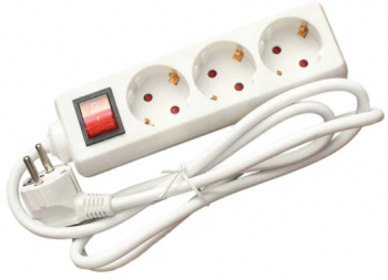 Prelungitor Cu 3 Prize Schuko Lungime De 1.5m Intrerupator Incorporat On/off Led Indicator Ip20 Alb 