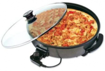Tigaie Electrica Pentru Pizza Putere 1500w Termostat Reglabil Diametru 36 Capac Din Sticla Indicator Luminos Buton On/off Negru 