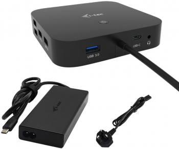 Docking Station, I-tec, USB-C, HDMI, Dual DP, Power Delivery 100W + incarcator universal 100W, Negru