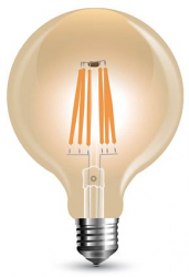 Bec LED G125 E27 Reglabil 8W Filament Alb Cald 