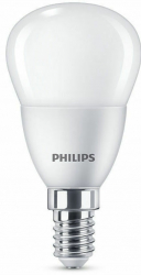 Bec Led Philips P45 Alb Cald Tip Soclu E14 Putere 6.5 W 48w Flux 620 Lm 15000 Ore 4500 K Forma Lustra Compact Culoare Alb 