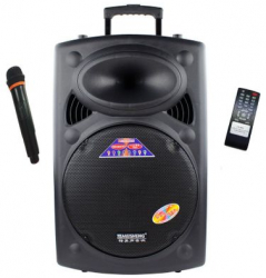 Boxa Activa Portabila Cu Statie Incorporata Tip Troller Difuzor 15 Inch - 38 Cm 1 Microfon Wireless Telecomanda Cititor Stick 