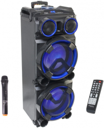 Boxa Profesionala Portabila Ibiza 2 X 12 Inch/30 Cm Bluetooth Aux Usb Sd Card Fm Karaoke Afisaj Led Manere Telecomanda Microfon W 