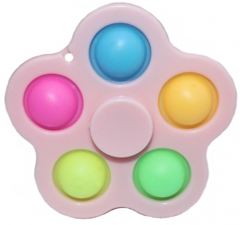 Breloc Fidget Spinner/Pop It antistres roz cu 5 buline colorate 8 cm Vivo