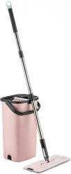 Galeata Cu Mop Plat Maner Reglabil 100 - 130 Cm Capacitate 9l Cap Rotativ Otel Inoxidabil Manipulare Usoara Design Modern Bej 