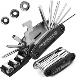 Kit de reparare bicicleta multifunctional 16 in 1 chei imbus surubelnite levier Negru