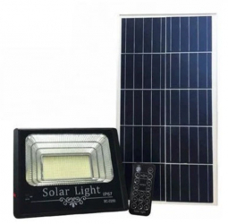 Kit Proiector Solar Klausstech Cu Putere De 100w 294 Led Smd Display Led Nivel Incarcare Cu Panou Solar Si Telecomanda Cu Functii Multip 