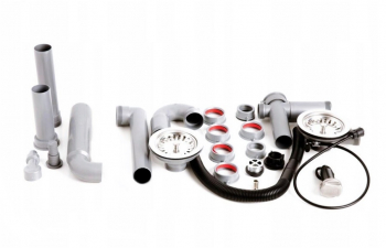 Kit sifon scurgere pentru chiuvete cu 2 cuve ventil cu inchidere automata Franke 112.0070.253 