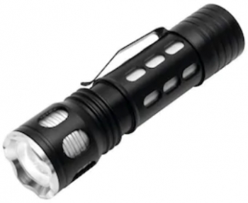 Lanterna Cu Cree Led Cu Luminozitate Mare Mica Si Clipire Corp Metalic Rezistent Optiune De Focusare Functionare Cu 3 X Baterii Aaa Des 