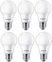 Pachet Cu 6 Becuri Philips Led Putere 8 W &ndash 60 W Alb Cald Soclu E27 2700 K 806 Lm Tensiune 220-240 V Frecventa 50-60 Hz A 