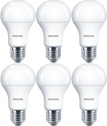 Pachet De 6 Becuri Philips Led Lumina Alb Cald Putere 11w 65w Temperatura 2700 K 1055 Lm 15000 Ore 220-240 V 95 Ma 50-60 Hz Alb 