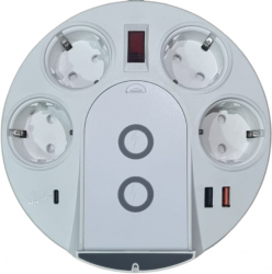 Prelungitor multiport 8 intrari incarcare rapida compatibil IOS/Android 40W 20WPD Alb