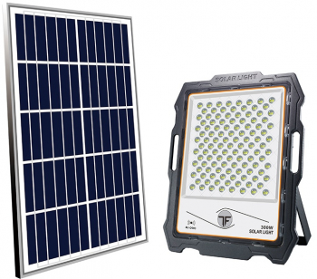 Proiector Led Cu Panou Solar Klausstech 300w 236 De Led-uri Cu Lumina Alba Telecomanda Control De La Distanta Compact Si Ergonomic Co 